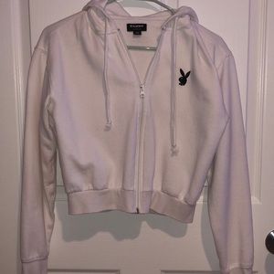 Playboy Pacsun White Cropped Jacket